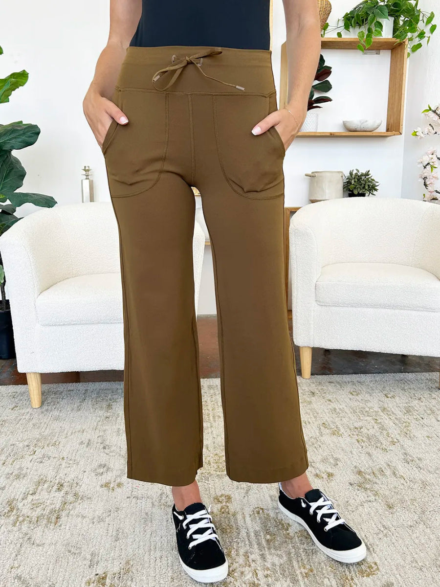 Drawstring Waist Wide Leg Sports Pants with Pockets - Easy Pickins Store