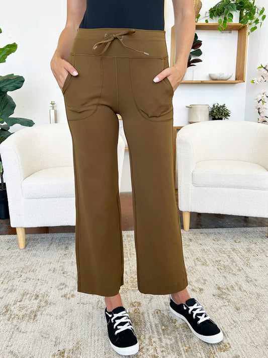 Drawstring Waist Wide Leg Sports Pants with Pockets - Easy Pickins Store