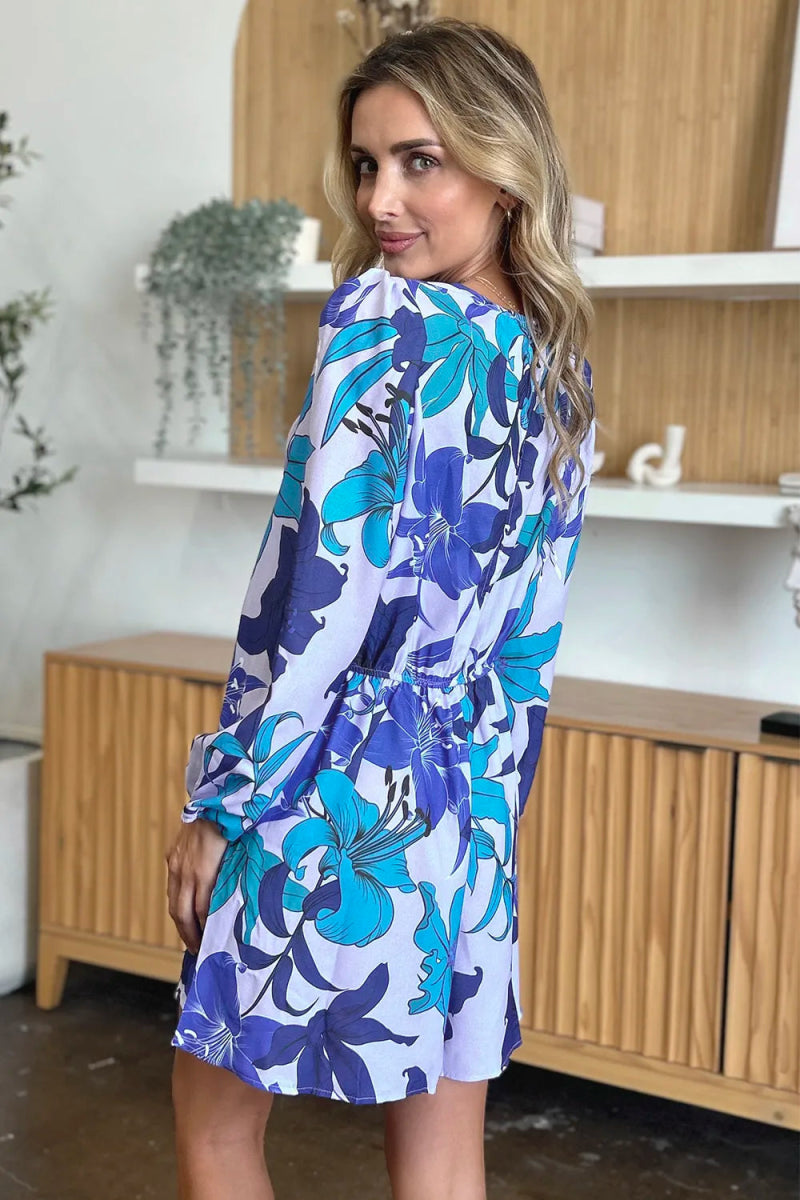 Full Size Floral Long Sleeve Romper with Pockets - Easy Pickins Store