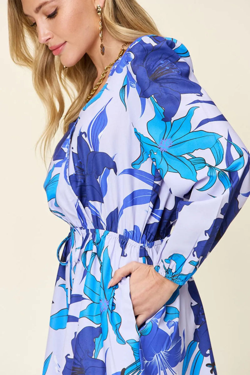 Full Size Floral Long Sleeve Romper with Pockets - Easy Pickins Store