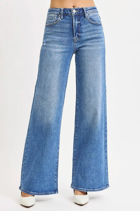 Full Size High Rise Wide Leg Jeans - Easy Pickins Store