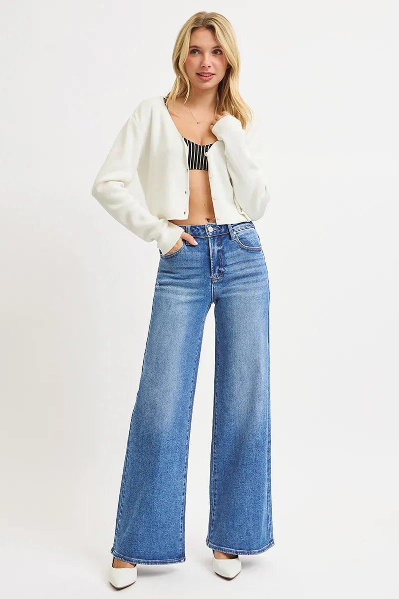Full Size High Rise Wide Leg Jeans - Easy Pickins Store