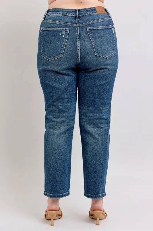 Full Size High Waisted Rigid Magic Non - destroy Straight Leg Jeans - Easy Pickins Store