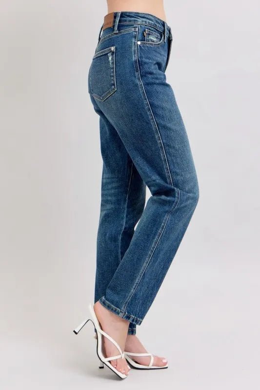 Full Size High Waisted Rigid Magic Non - destroy Straight Leg Jeans - Easy Pickins Store