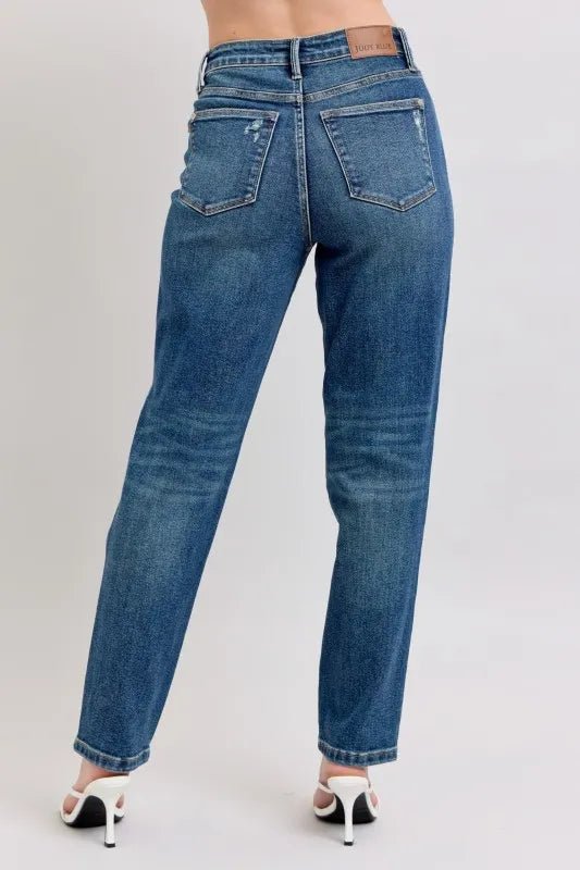 Full Size High Waisted Rigid Magic Non - destroy Straight Leg Jeans - Easy Pickins Store