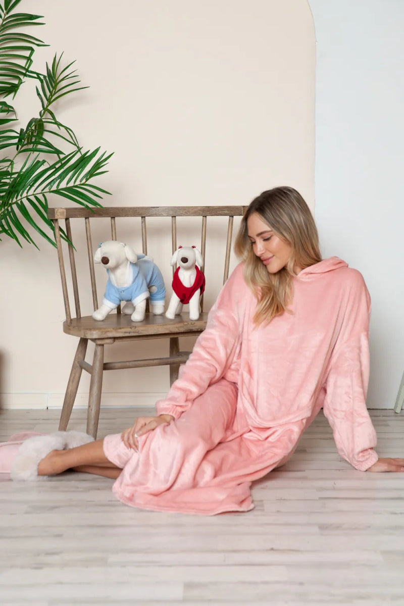 Full Size Pocketed Hooded Midi Lounge Dress - Easy Pickins Store