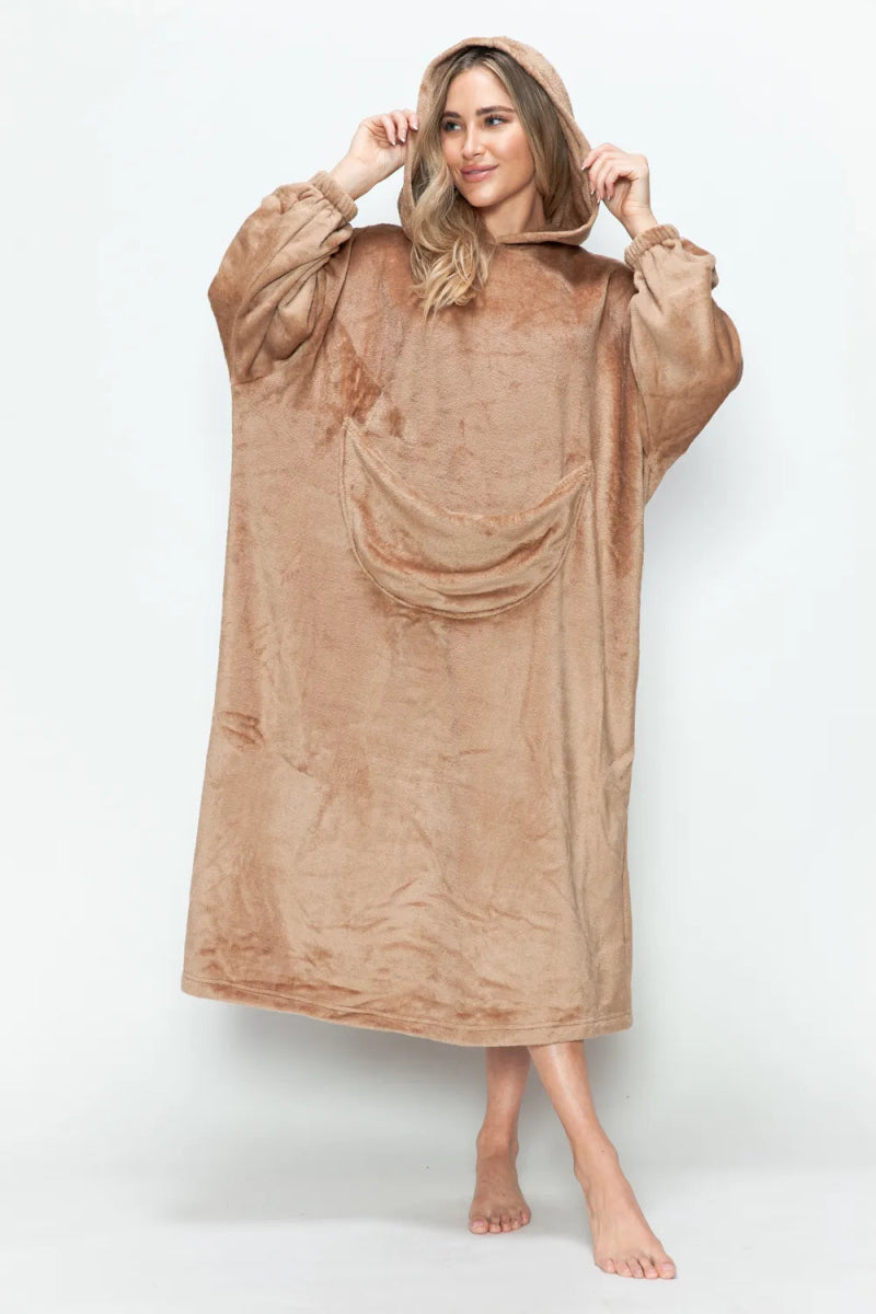 Full Size Pocketed Hooded Midi Lounge Dress - Easy Pickins Store