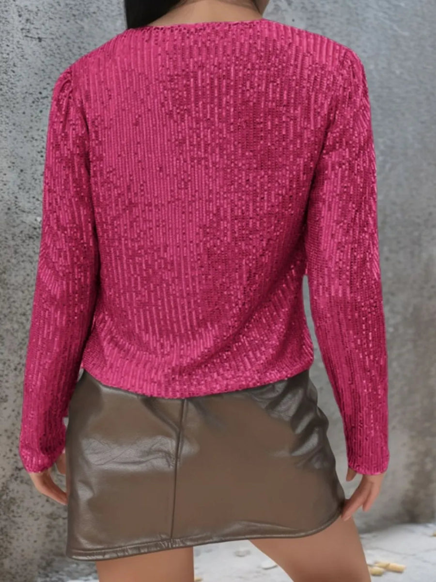Full Size Sequin Open Front Cropped Jacket - Easy Pickins Store