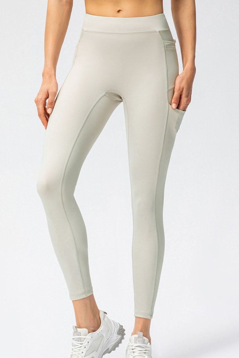 Full Size Slim Fit High Waist Long Sports Pants with Pockets - Easy Pickins Store
