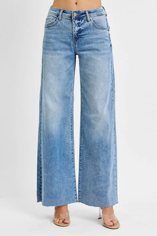 Full Size Tummy Control High Rise Ankle Palazzo Jeans - Easy Pickins Store