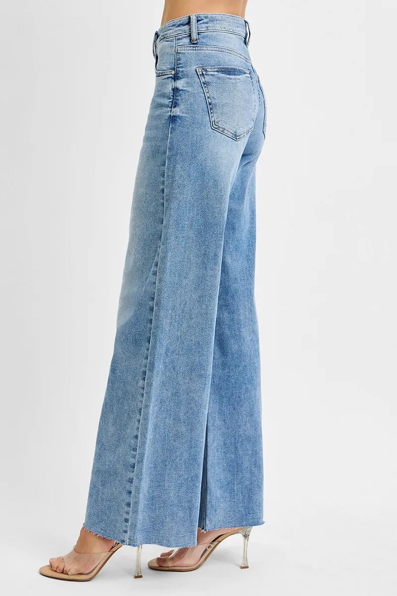 Full Size Tummy Control High Rise Ankle Palazzo Jeans - Easy Pickins Store
