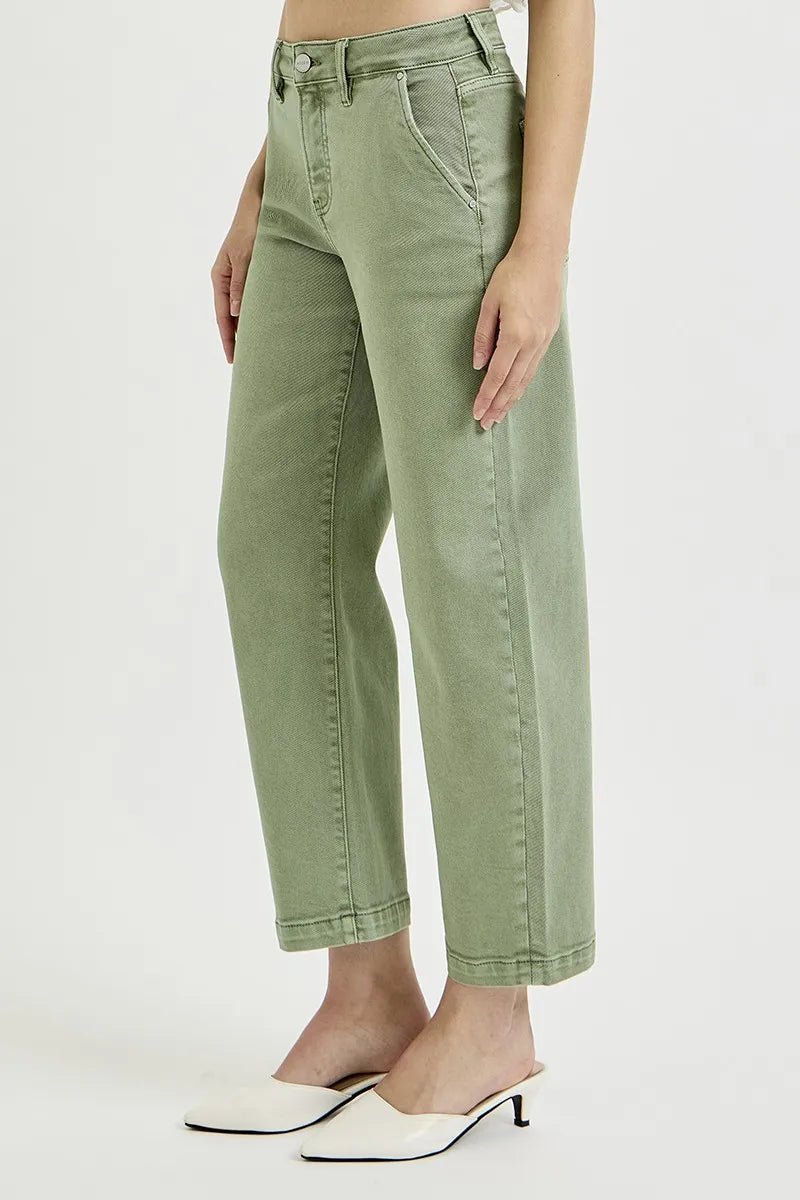 Full Size Tummy Control High Rise Crop Barrel Jeans - Easy Pickins Store