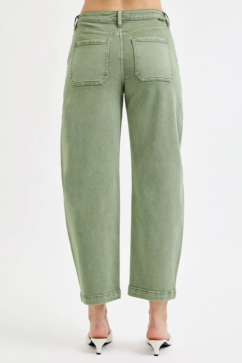 Full Size Tummy Control High Rise Crop Barrel Jeans - Easy Pickins Store