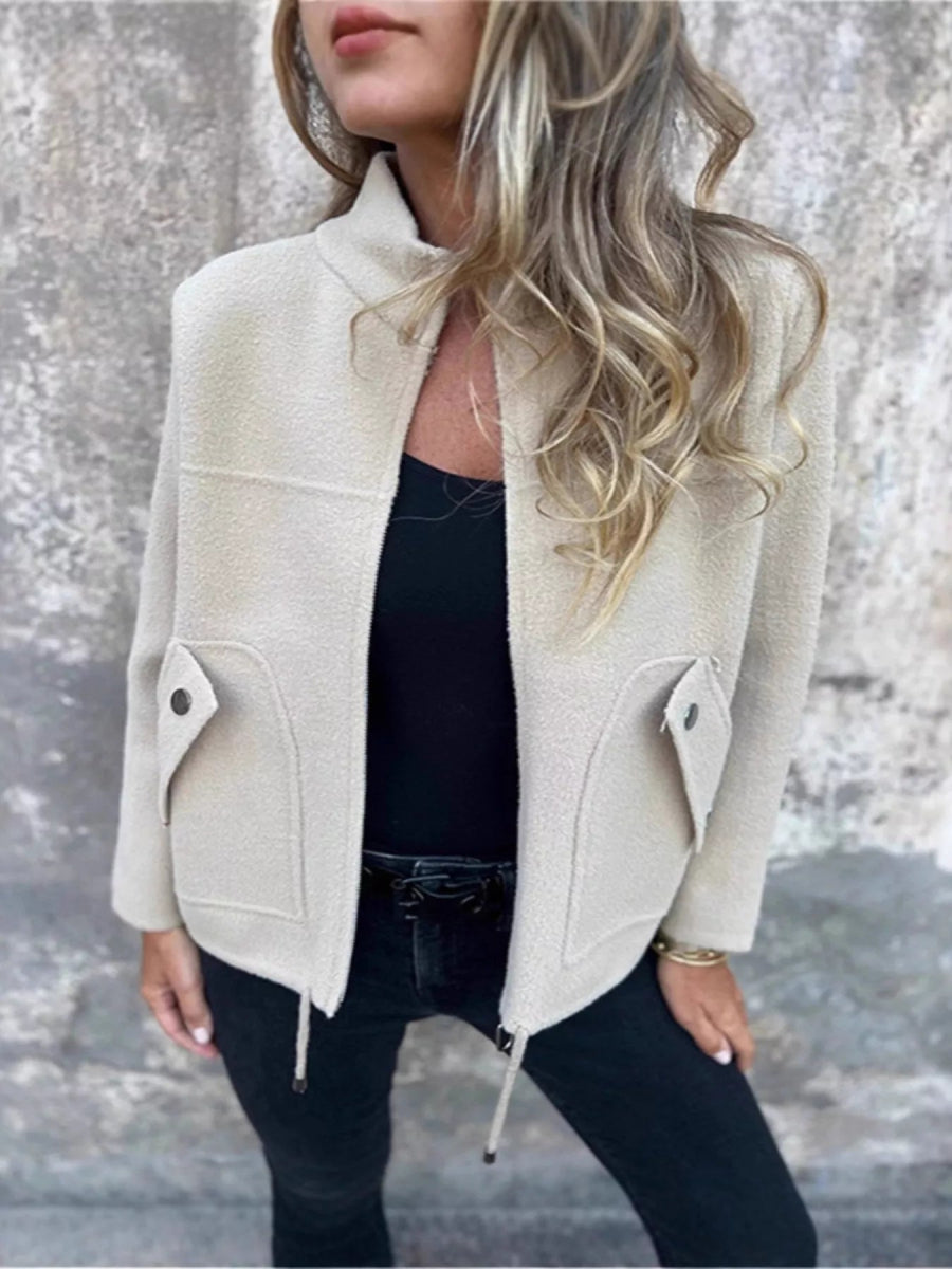 Full Size Zip - Up Long Sleeve Outerwear - Easy Pickins Store
