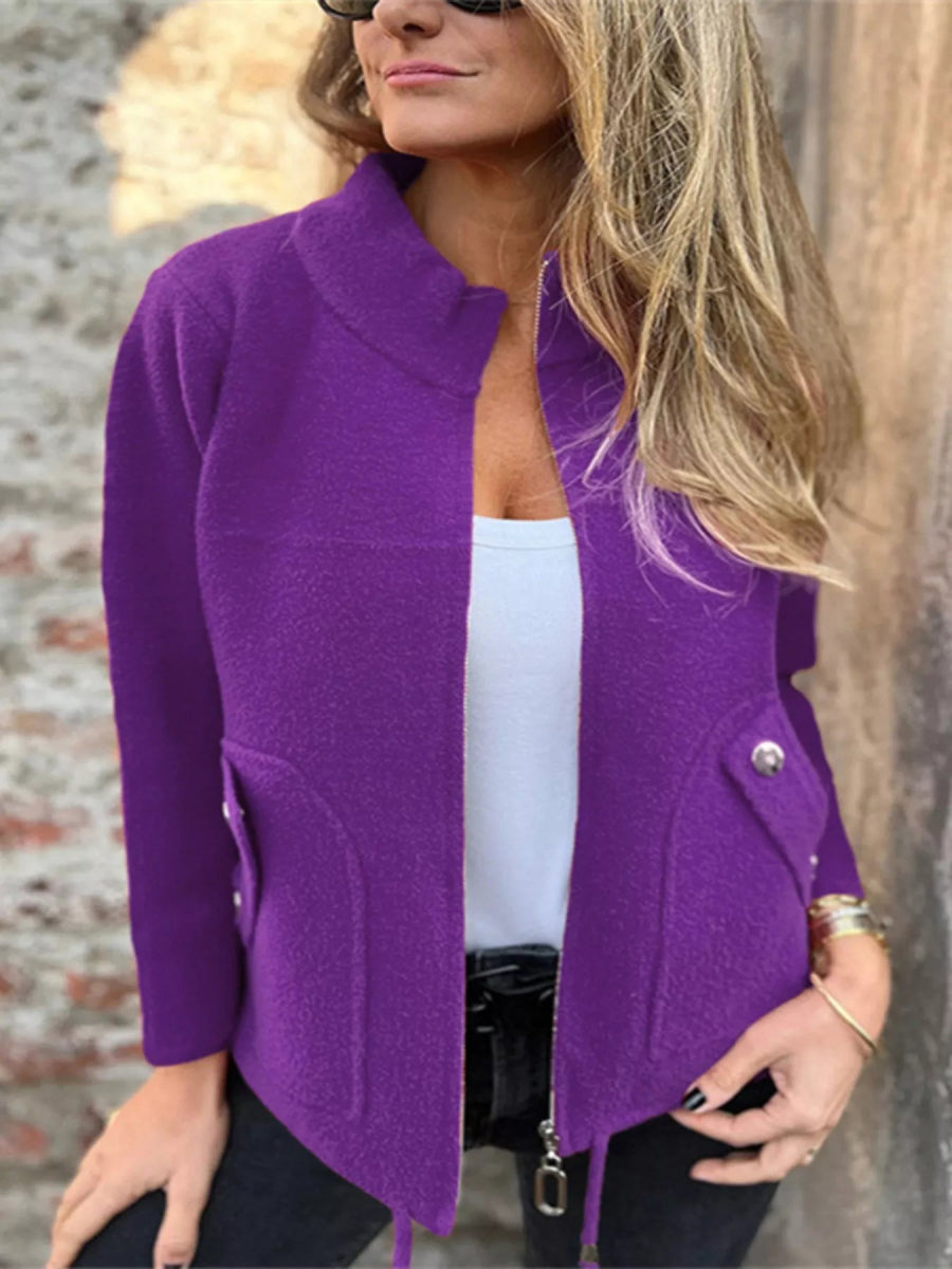 Full Size Zip - Up Long Sleeve Outerwear - Easy Pickins Store