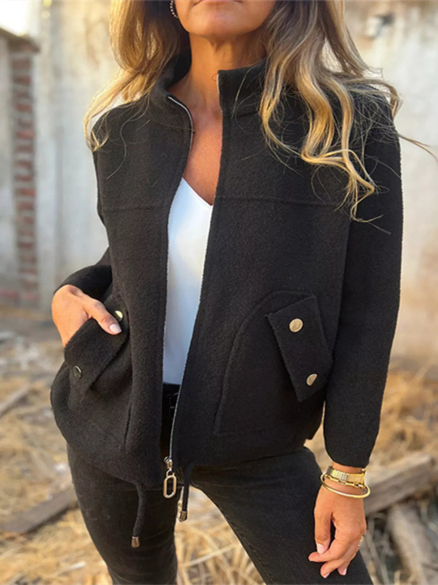 Full Size Zip - Up Long Sleeve Outerwear - Easy Pickins Store