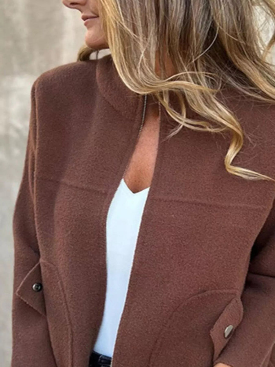 Full Size Zip - Up Long Sleeve Outerwear - Easy Pickins Store