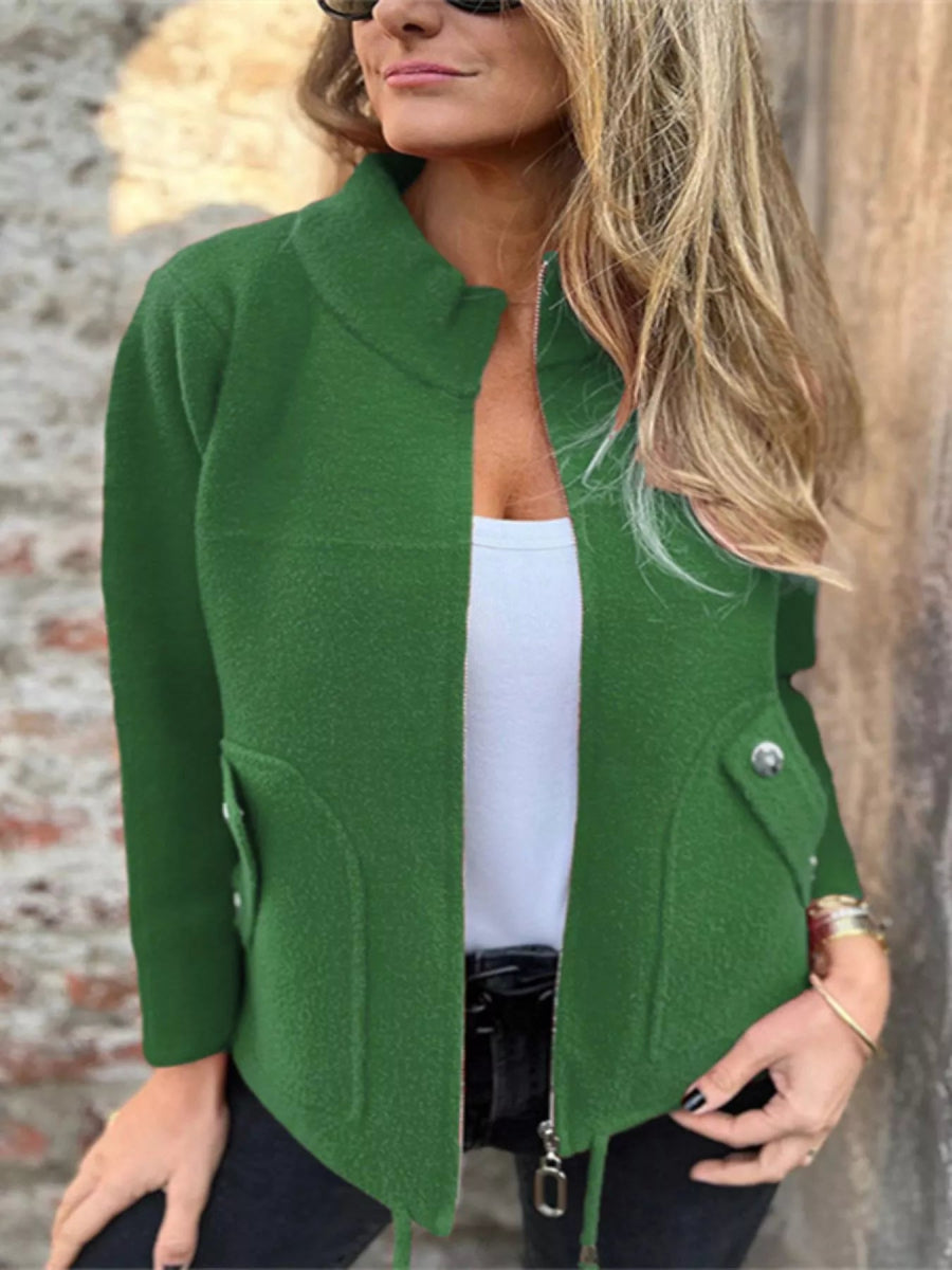 Full Size Zip - Up Long Sleeve Outerwear - Easy Pickins Store