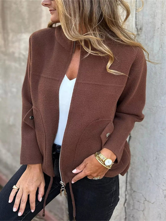 Full Size Zip - Up Long Sleeve Outerwear - Easy Pickins Store
