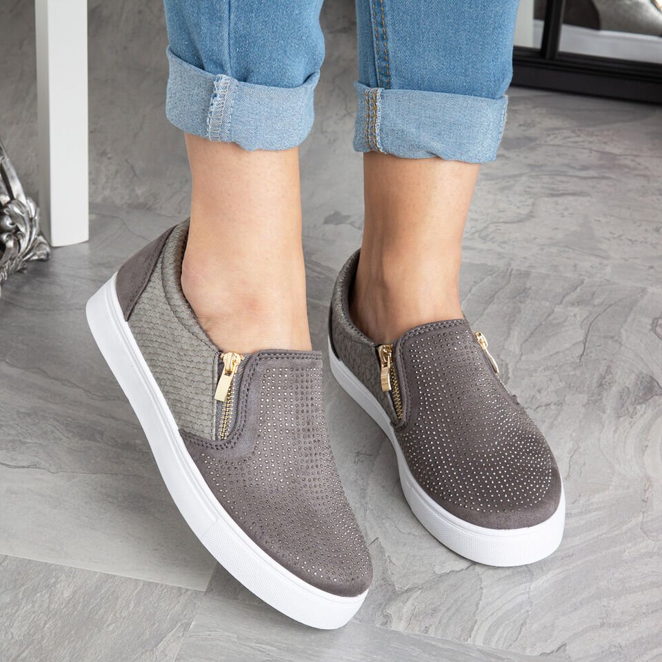 Glitter Platform Crystal Slip On Flat Loafers - Easy Pickins Store