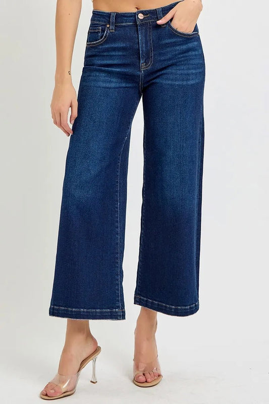 High Rise Fit Cropped Wide Leg Jeans - Easy Pickins Store