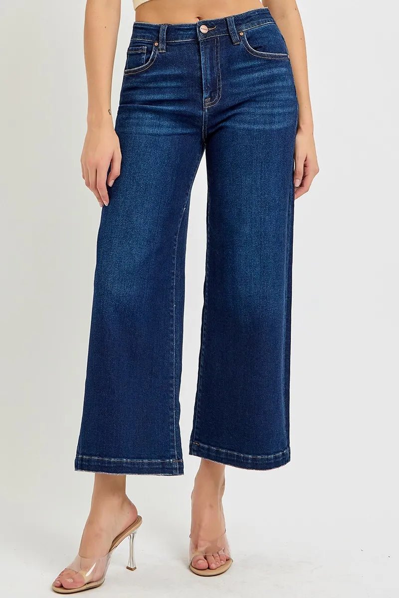 High Rise Fit Cropped Wide Leg Jeans - Easy Pickins Store