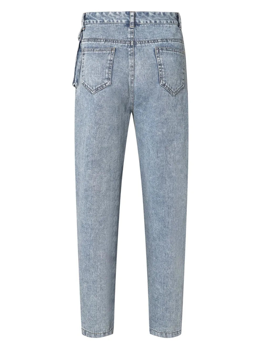 High Waist Straight Leg Buttoned Jeans - Easy Pickins Store