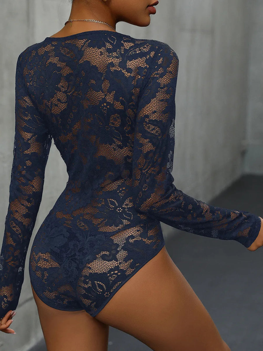 Lace Long Sleeve Bodysuit - Easy Pickins Store