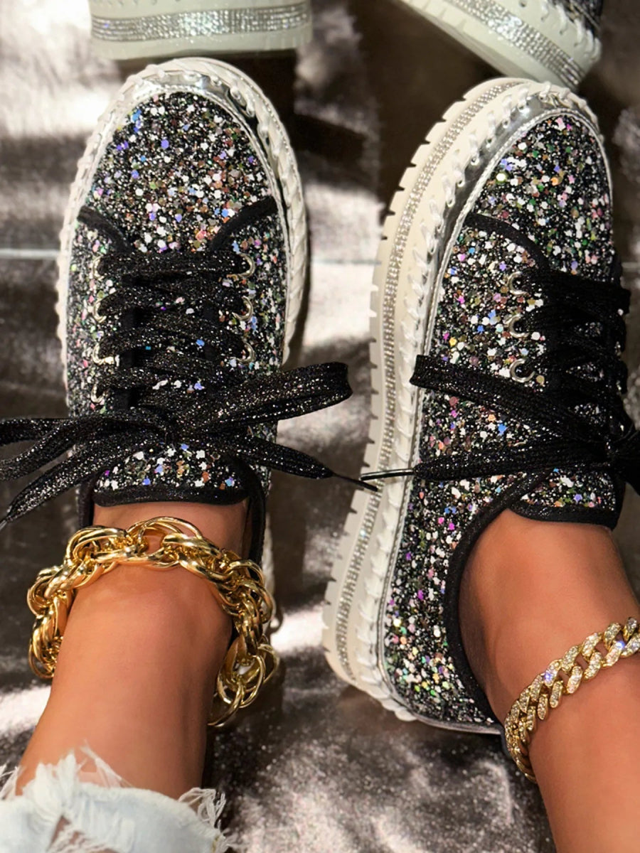 Lace Up Round Toe Platform Sneakers - Easy Pickins Store