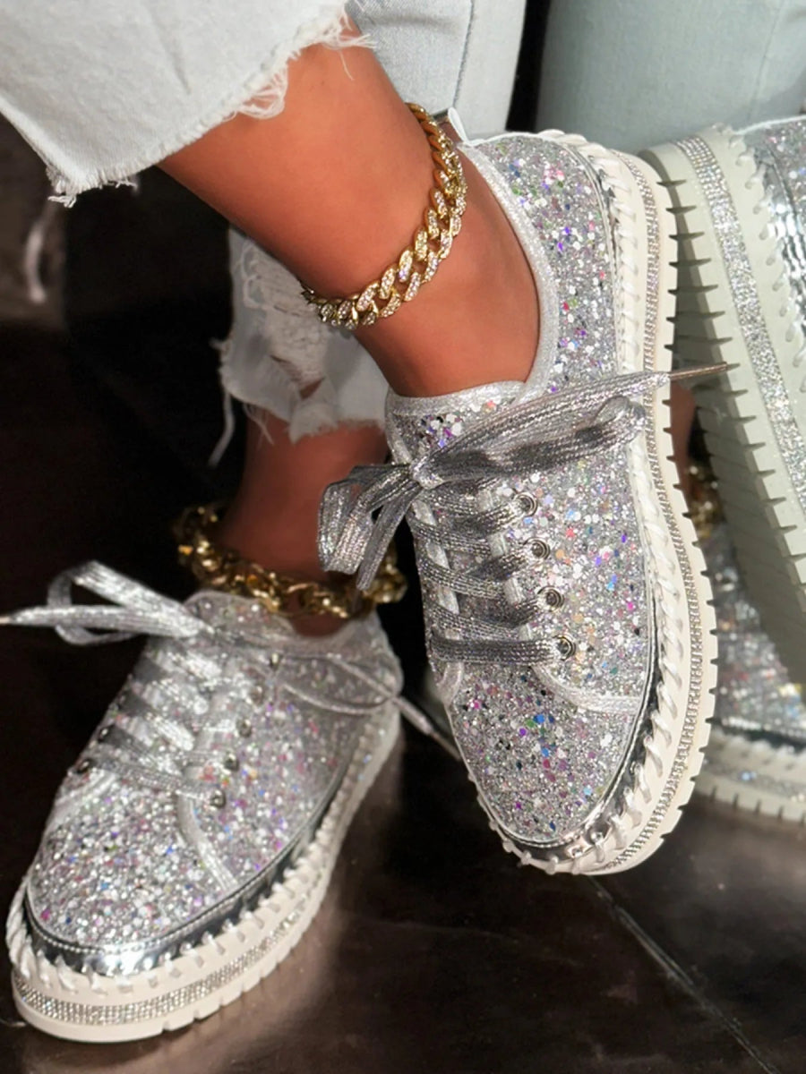 Lace Up Round Toe Platform Sneakers - Easy Pickins Store
