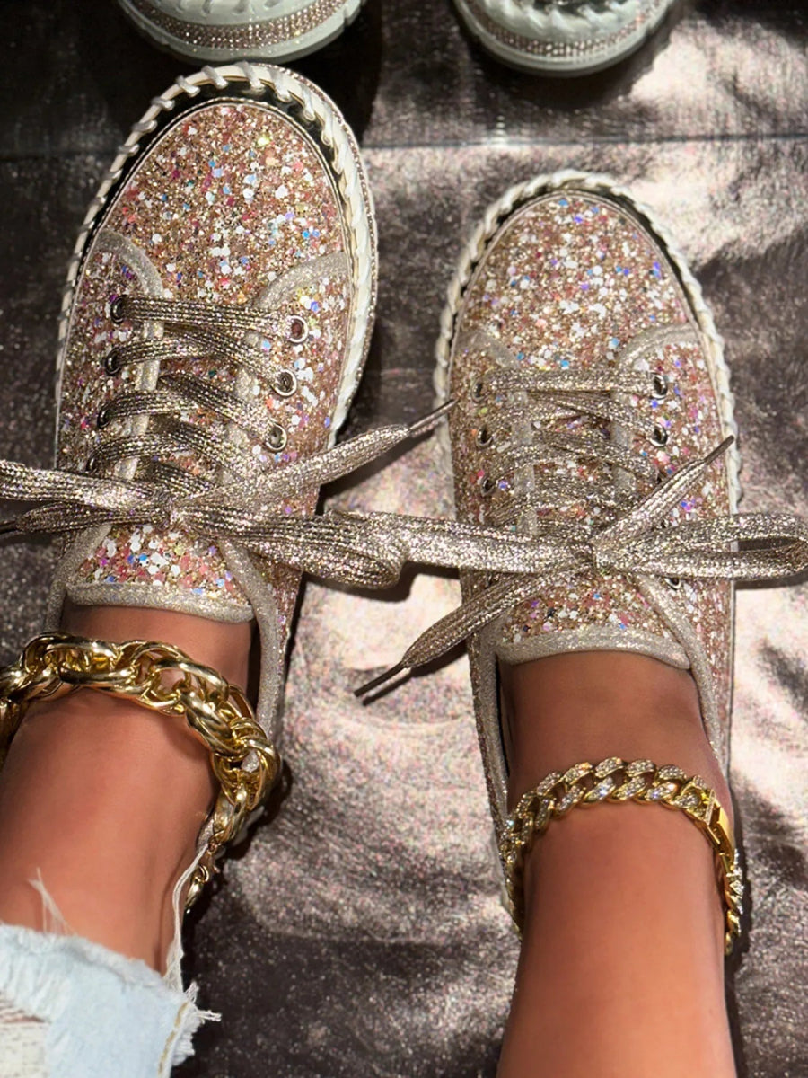 Lace Up Round Toe Platform Sneakers - Easy Pickins Store