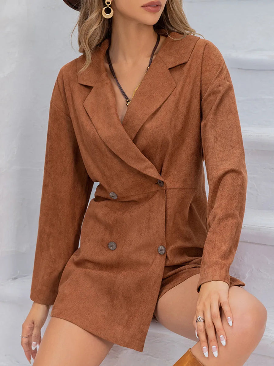 Lapel Collar Long Sleeve Romper - Easy Pickins Store