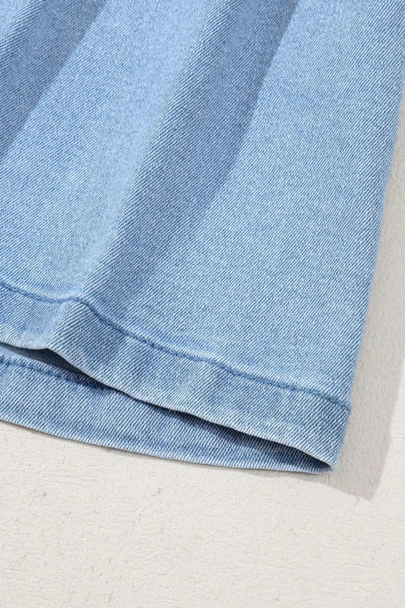 Pleated Patchwork Panel Lightweight Denim Shorts - Easy Pickins Store