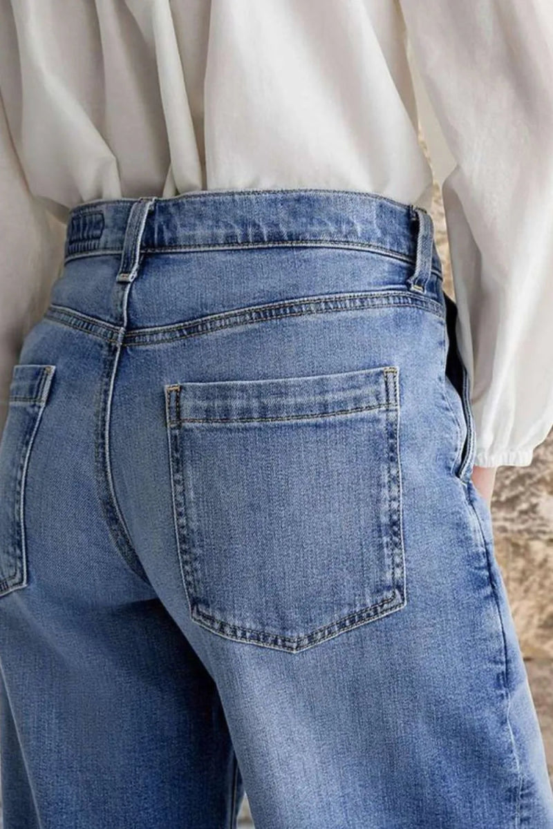 Pocketed Embroidered Straight Leg Jeans - Easy Pickins Store