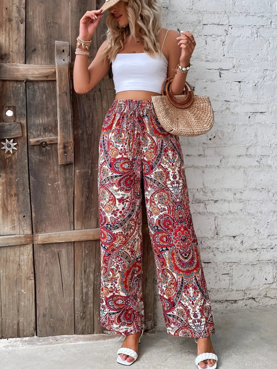 Printed Wide Leg Pants - Easy Pickins Store