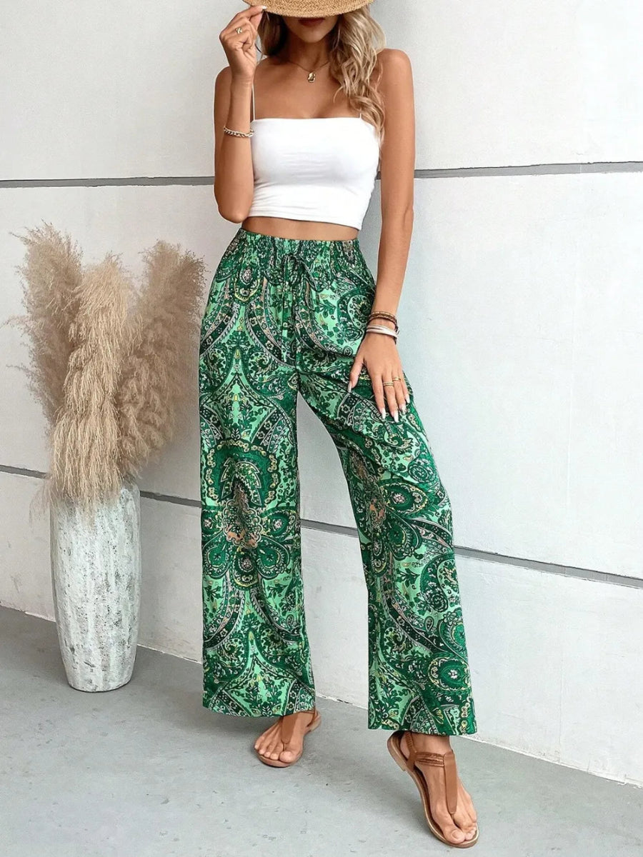Printed Wide Leg Pants - Easy Pickins Store