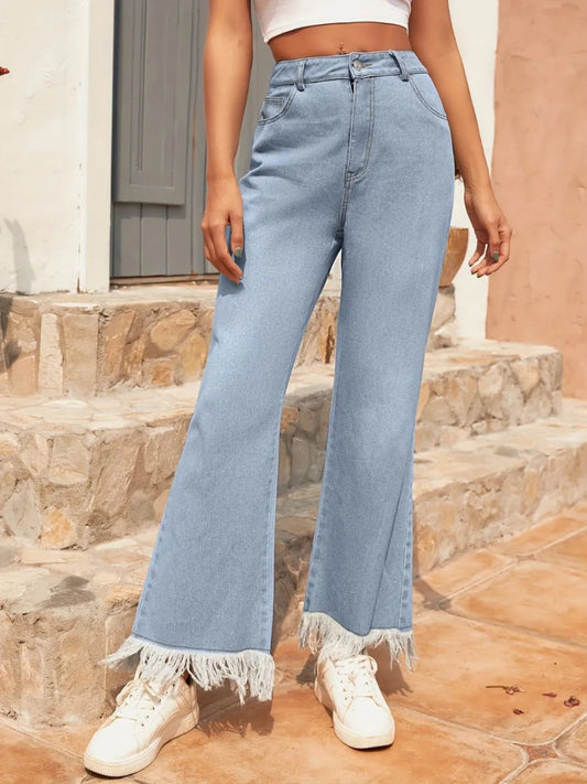 Raw Hem Bootcut Jeans with Pockets - Easy Pickins Store
