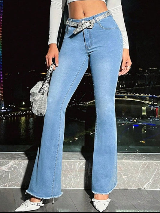 Raw Hem Bootcut Jeans with Pockets - Easy Pickins Store