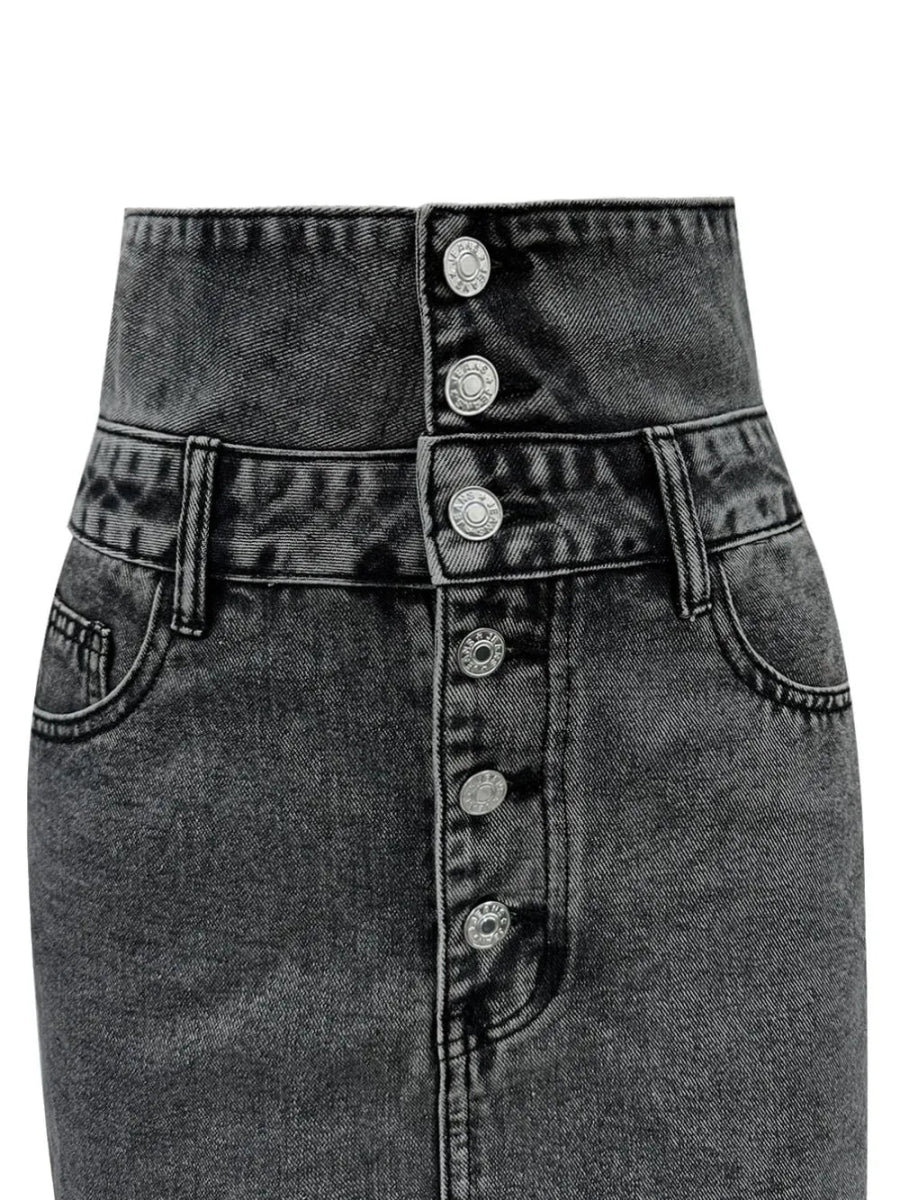 Raw Hem High Waist Denim Skirt - Easy Pickins Store