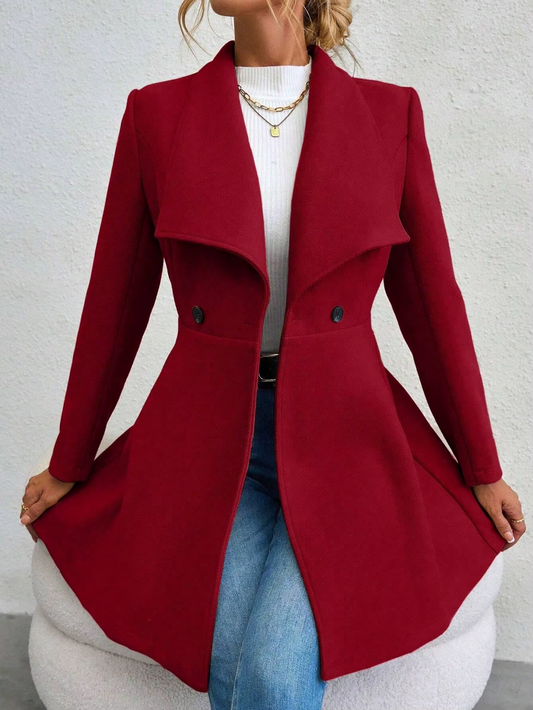 Long Sleeve Lapel Button-Up Coat - Easy Pickins Store