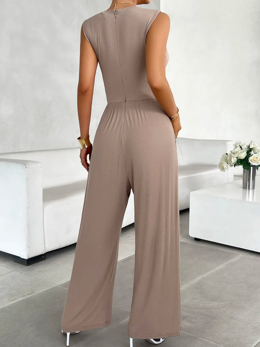 Round Neck Sleeveless Wide Leg Jumpsuit - Easy Pickins Store