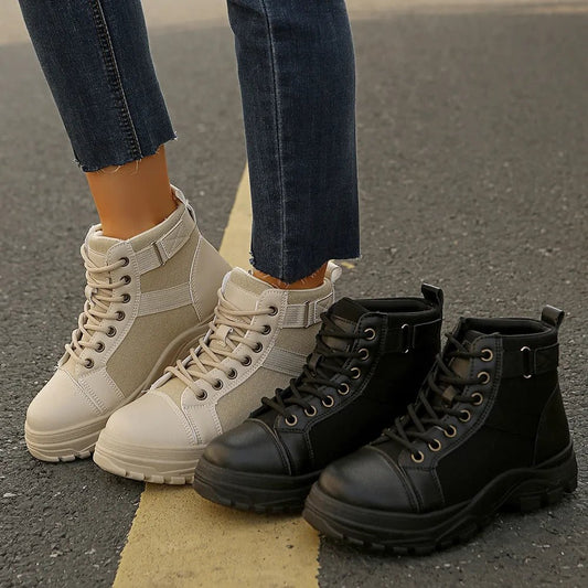 Round - Toe Lace - Up Boots - Easy Pickins Store