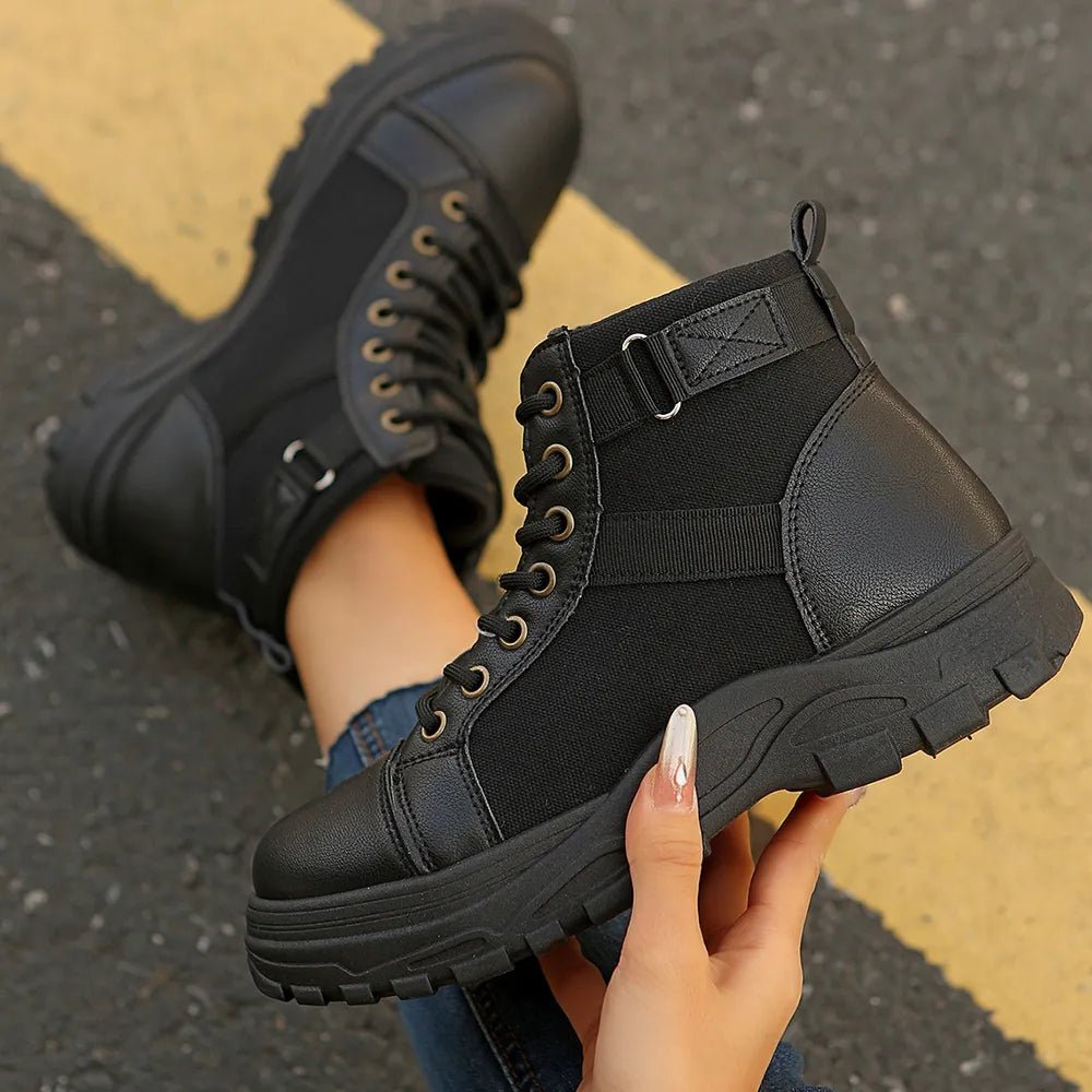 Round - Toe Lace - Up Boots - Easy Pickins Store
