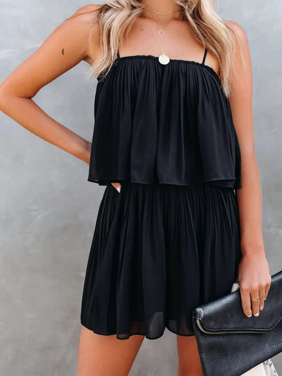 Ruched Spaghetti Strap Romper - Easy Pickins Store