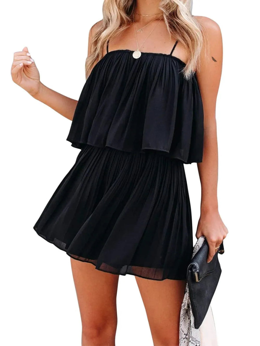 Ruched Spaghetti Strap Romper - Easy Pickins Store