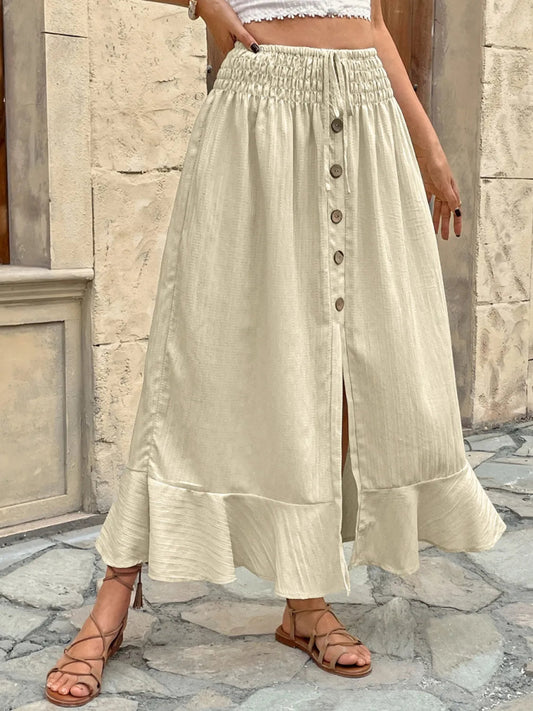 Ruffled Hem Slit Skirt - Easy Pickins Store