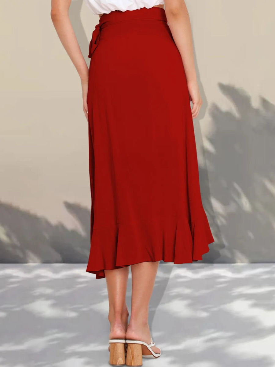 Ruffled Hem Tied Skirt - Easy Pickins Store