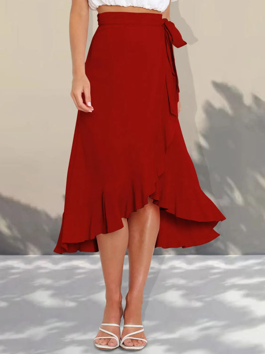 Ruffled Hem Tied Skirt - Easy Pickins Store