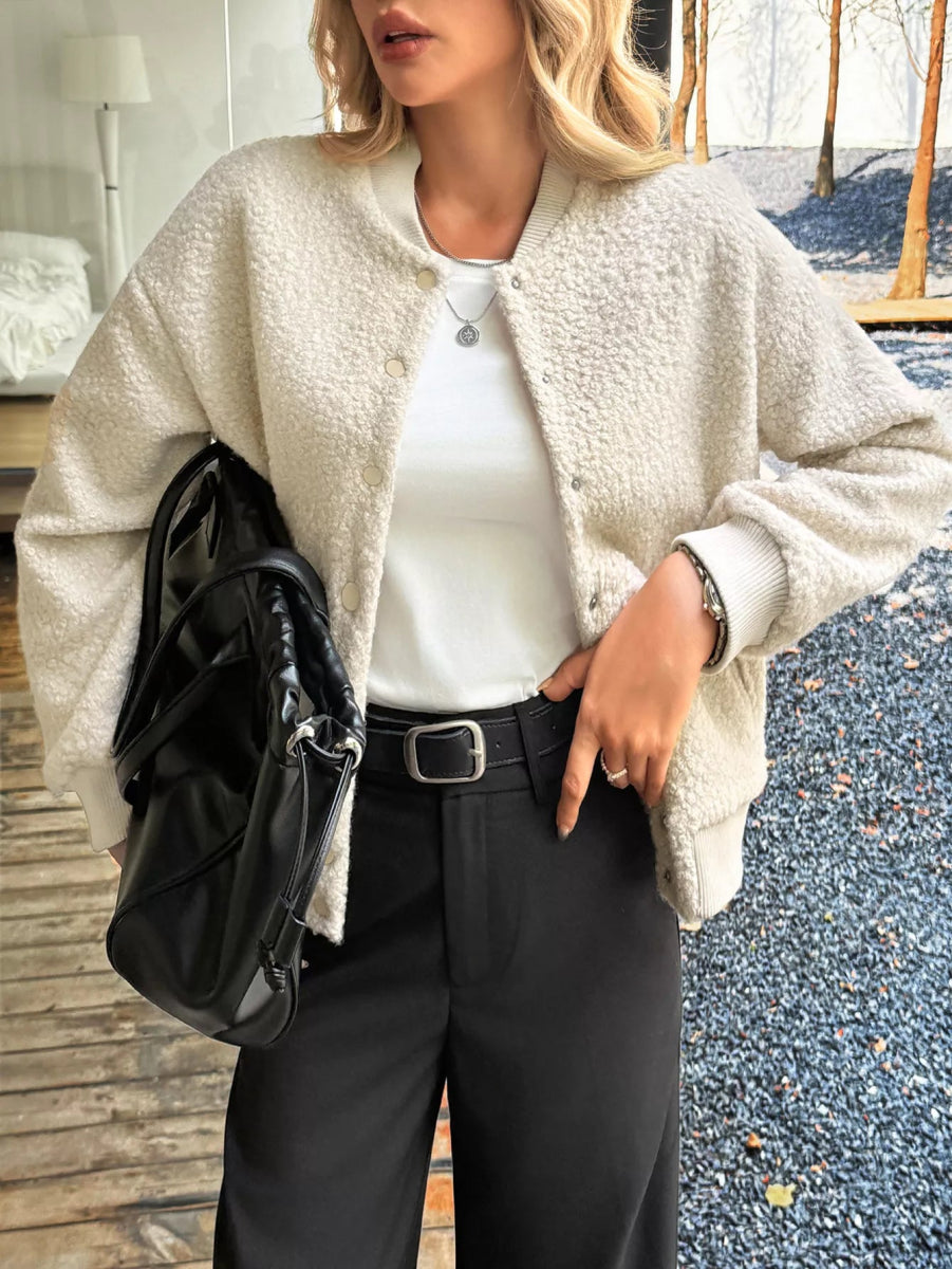 Snap Down Dropped Shoulder Jacket - Easy Pickins Store