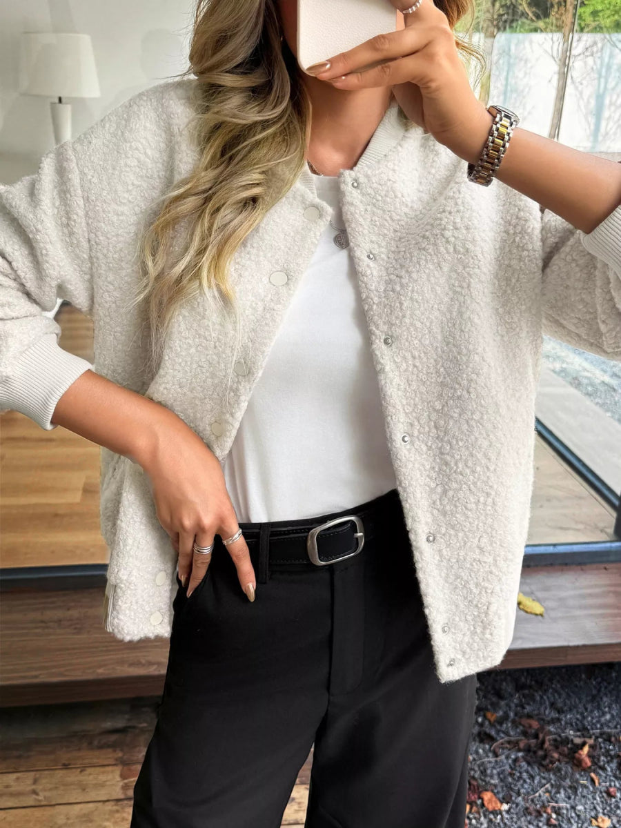 Snap Down Dropped Shoulder Jacket - Easy Pickins Store